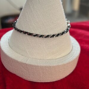 Elegant Black and Sterling Silver twisted rope Bracelet‎